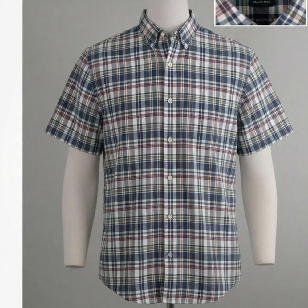 Brooks‎ Brothers Shirt Mens Big 1X Blue Plaid Short Sleeve Button Down Casual